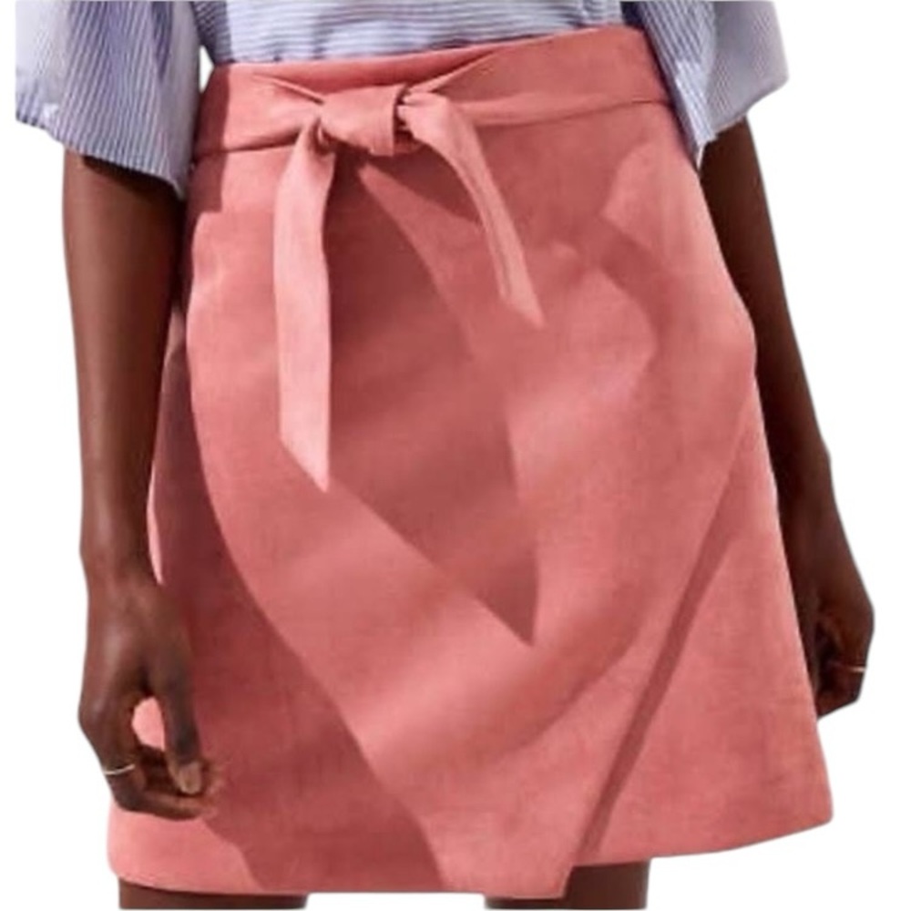 LOFT NWOT Faux Suede Microfiber Wrap Bow Tie Mini Lined Skirt size 2